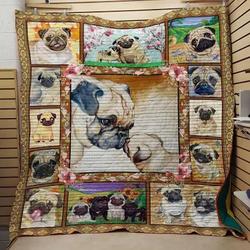 Pug  Pug Mother And Her Child Premium Quilt Blanket and Home Decor