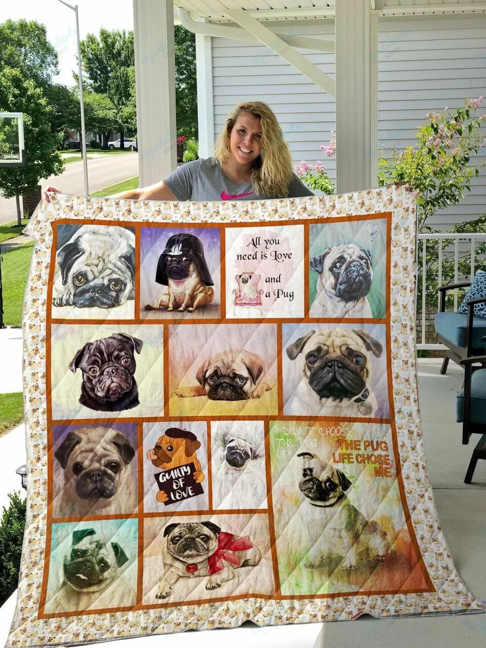 Pug Quilt Blanket and Home Decor