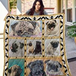 Pug Quilt Blanket Ph Phdog16001 and Home Decor