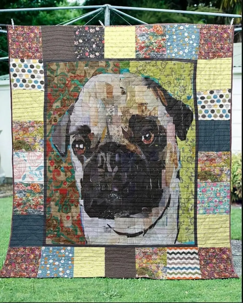 Pug The Pug Face Quilt Blanket Dhc020120259Td and Home Decor
