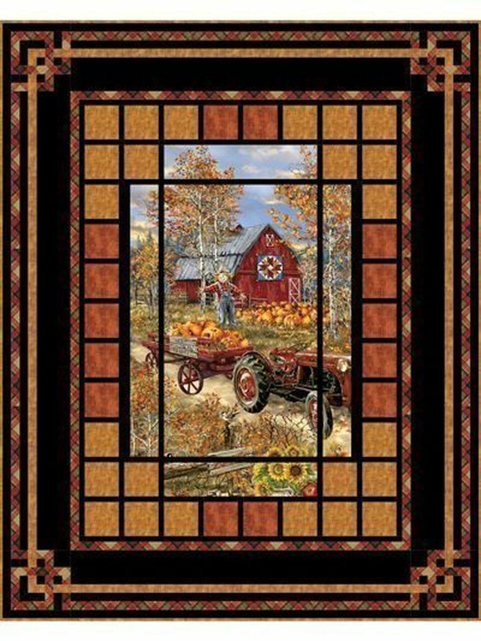 Pumpkin Patch Tractor Farming Hur Quilt Cysiyh and Home Decor