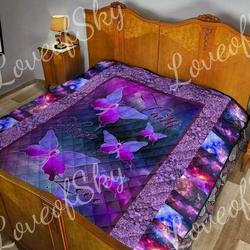 Purple Butterfly Faith Hope And Love DD2509054CL Quilt Blanket and Home Decor