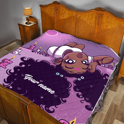 Purple Candle Girl Custom Names Quilt and Home Decor