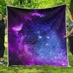 Purple Galaxy Space Blue Starfield Hur Quilt dd and Home Decor