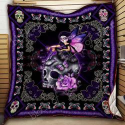 Purple Skull Girl Cl18100599Mdq Quilt Blanket and Home Decor