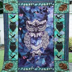 Purple Winter Owl Clt250647 Quilt Blanket and Home Decor