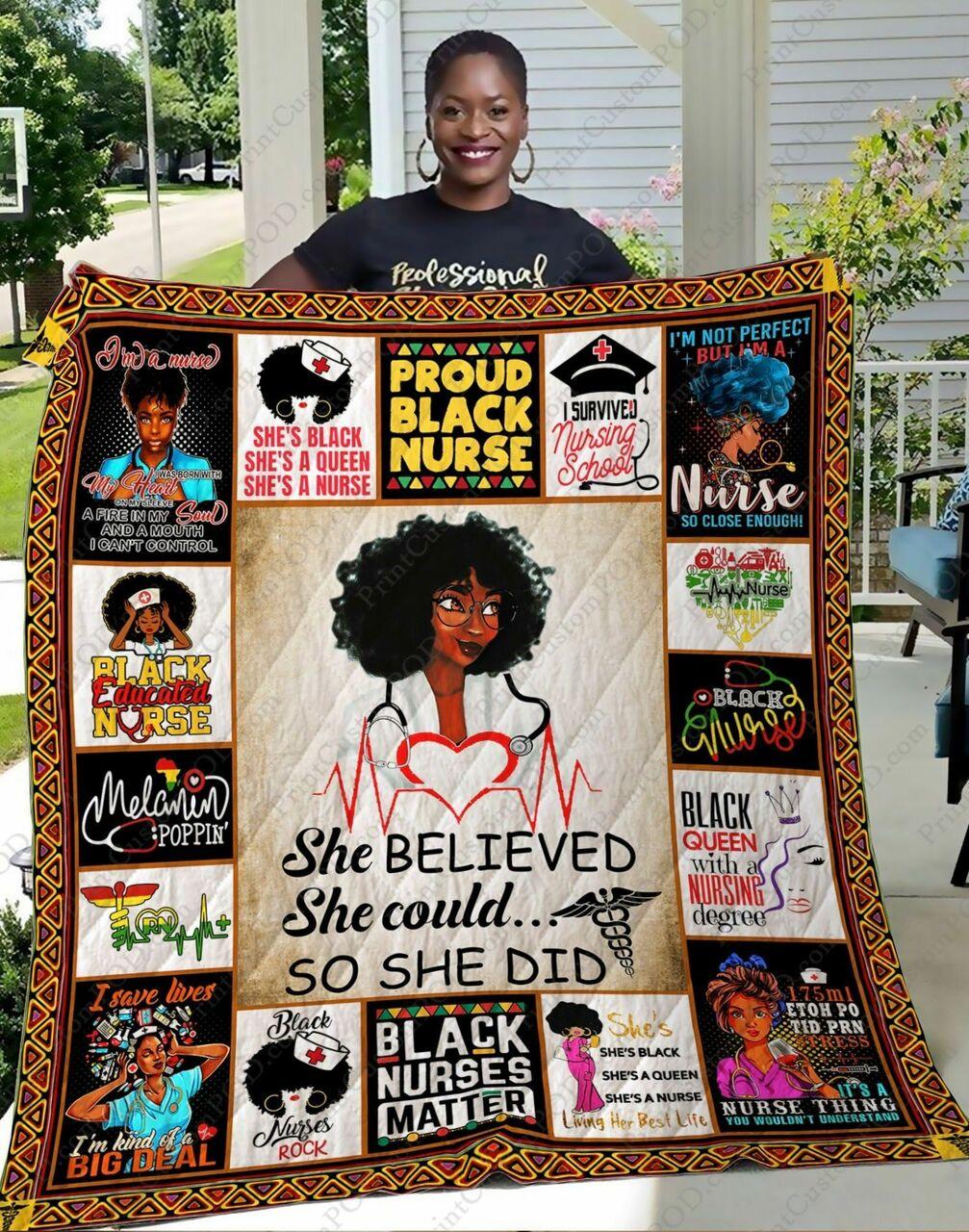 Qd Black Nurse Ver4 Quilt Blanket and Home Decor