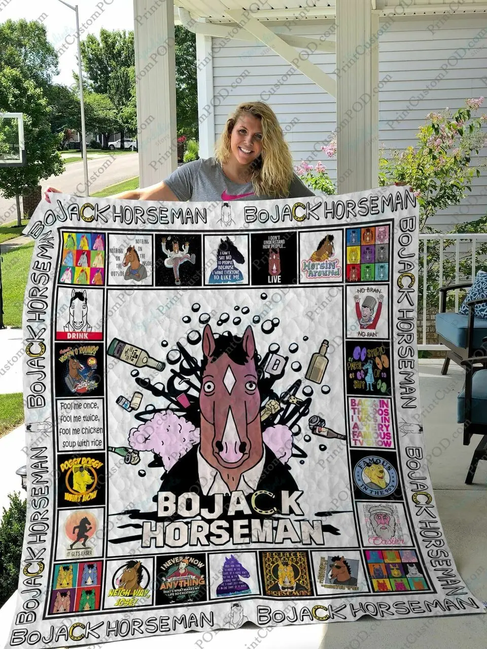 Qd Bojack Horseman Quilt Blanket and Home Decor