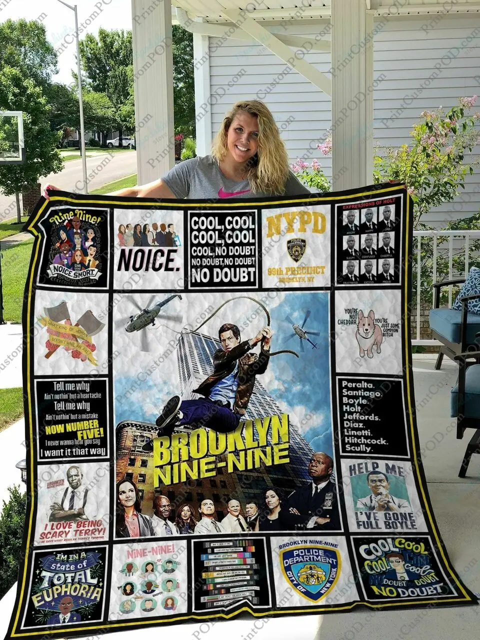 Qd Brooklyn Nine Nine Quilt Blanket and Home Decor