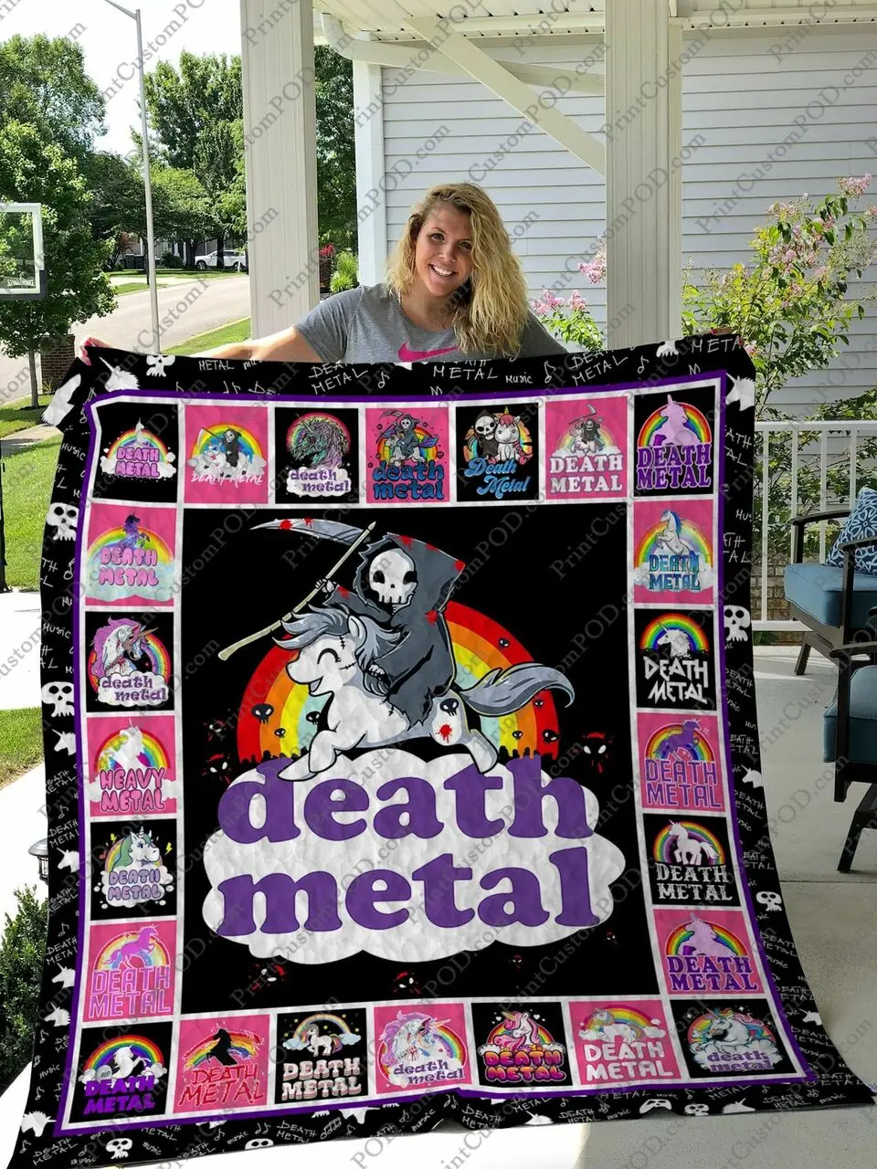 Qd Death Metal Quilt Blanket and Home Decor