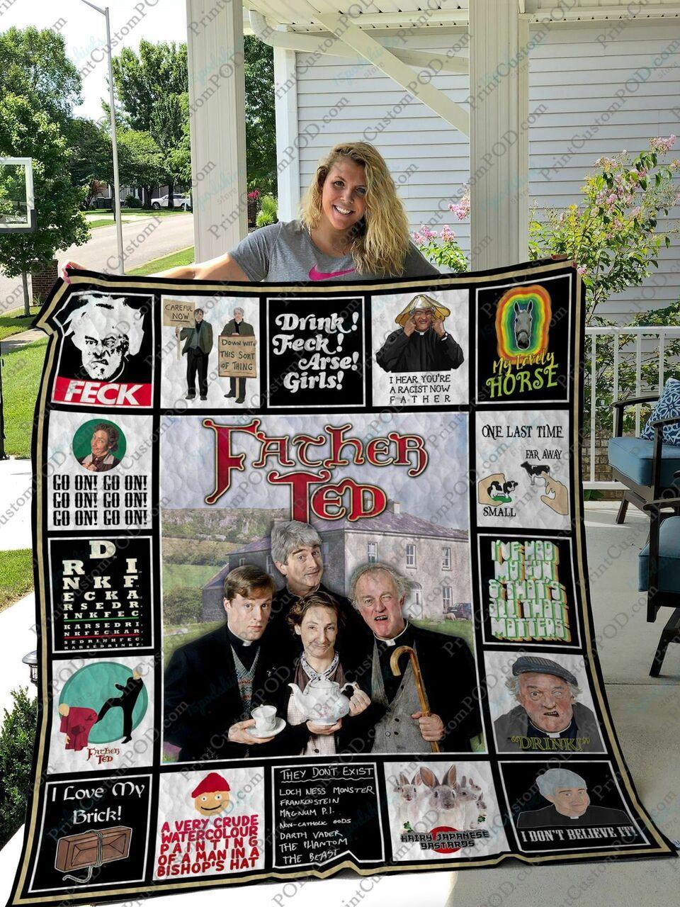 Qd Father Ted Ver 2 Quilt Blanket and Home Decor