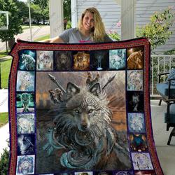Qd Native Wolf Lovers Quilt Blanket and Home Decor