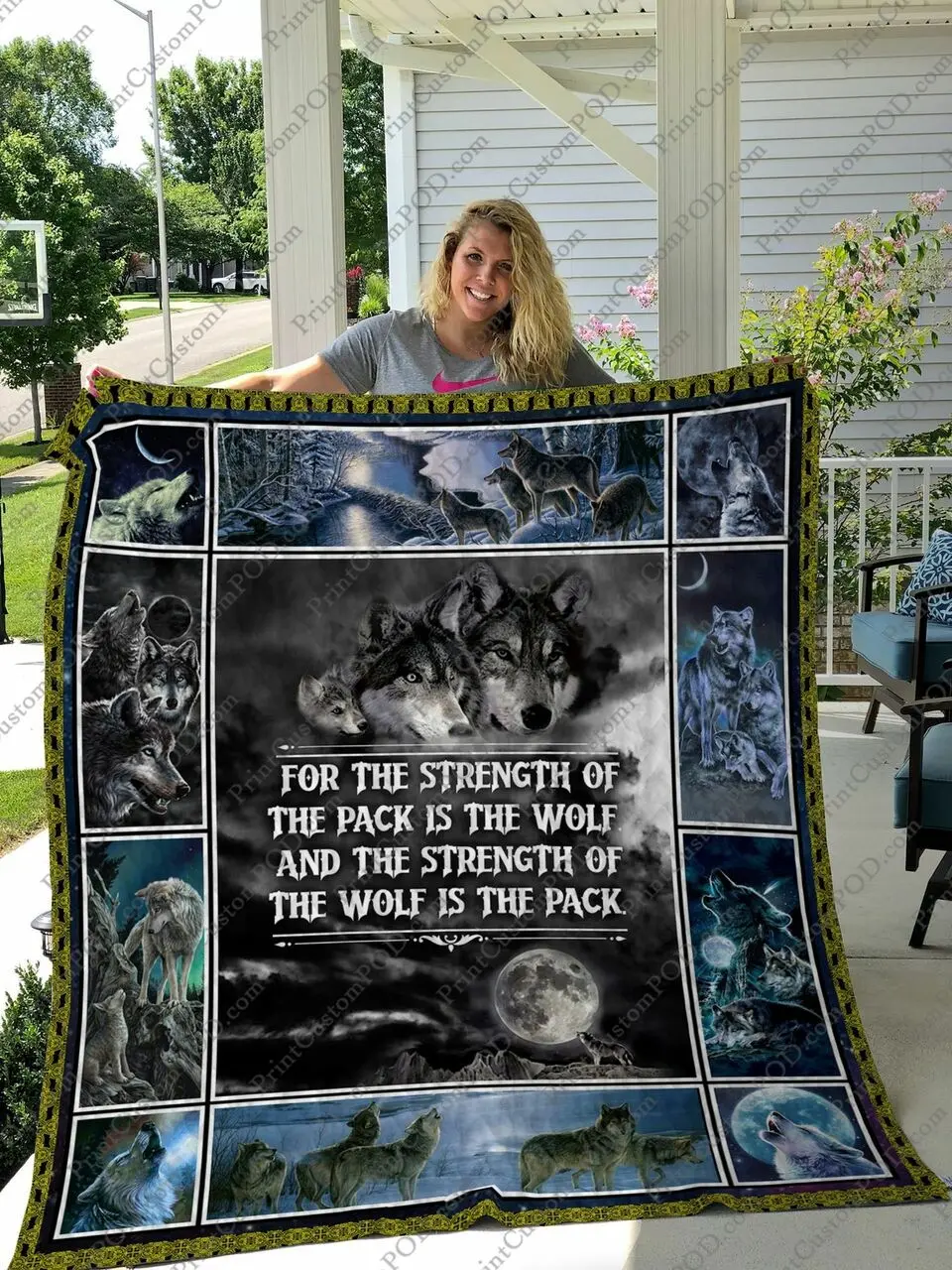 Qd Wolf Family Quilt Blanket and Home Decor