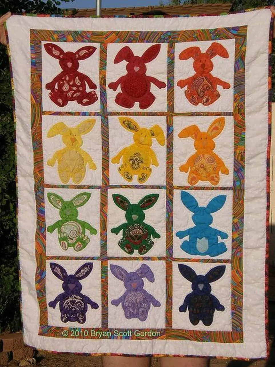 Rabbit Rainbow Cla250677 Quilt Blanket and Home Decor