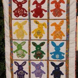 Rabbit Rainbow Cla250677 Quilt Blanket and Home Decor