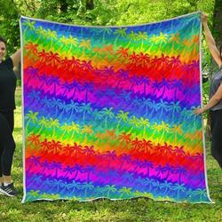 Rainbow Palm Tree Cl17100512Mdq Quilt Blanket and Home Decor