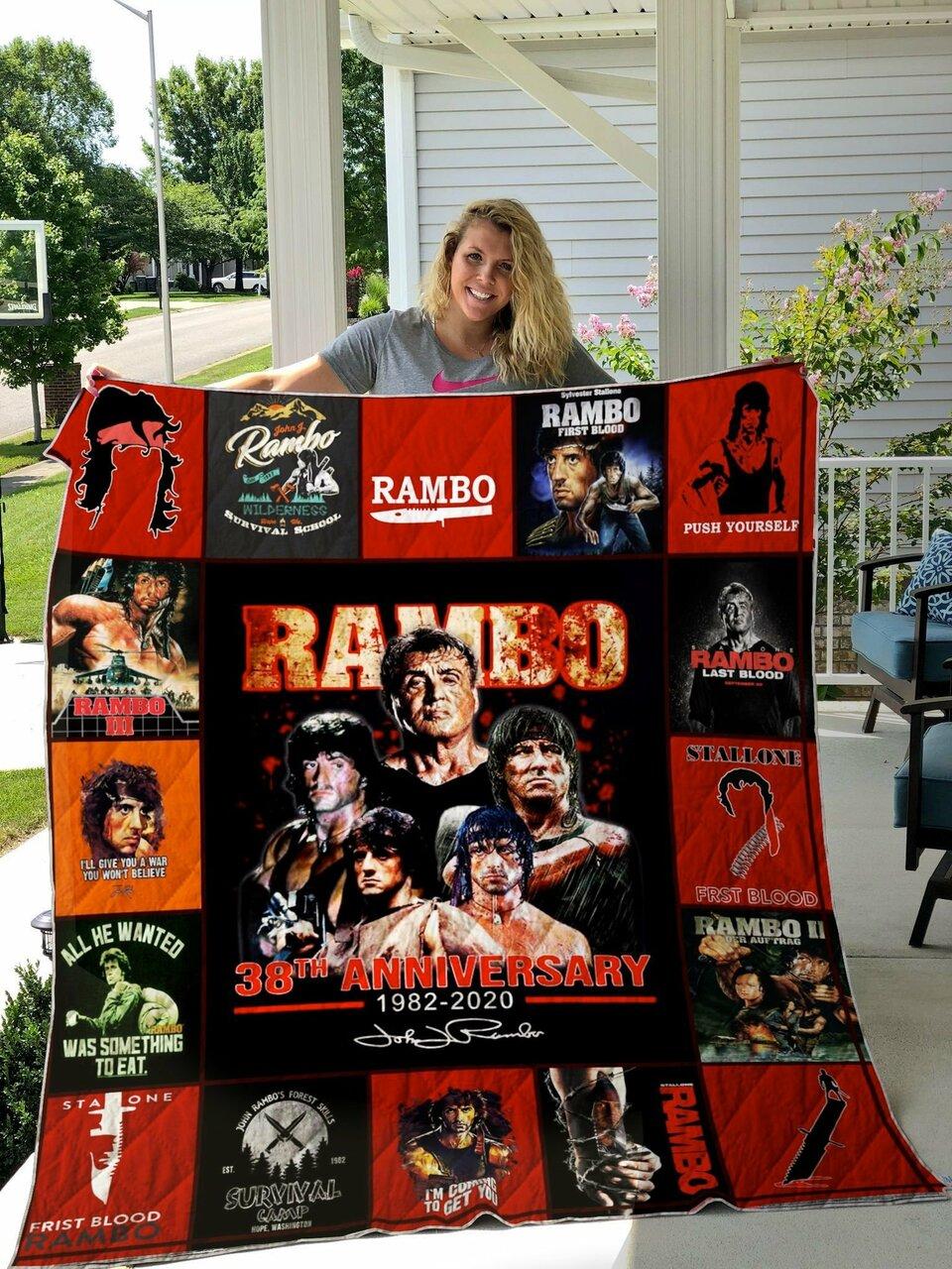 Rambo Poster Quilt Blanket and Home Decor