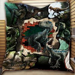 Raptor Dinosaur Clm010725 Quilt Blanket and Home Decor