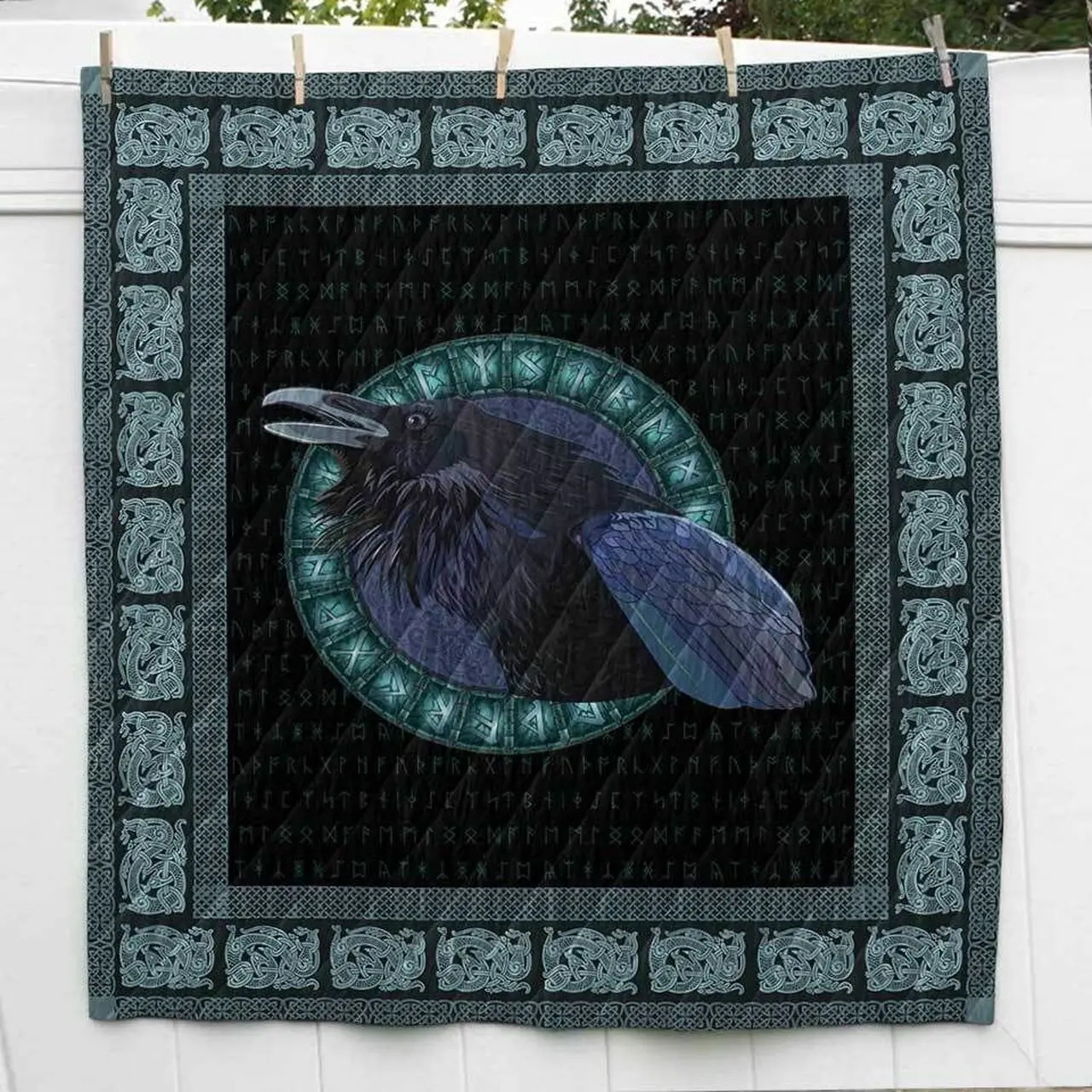 Raven With Rune Viking Cl2100426Mdq Quilt Blanket and Home Decor