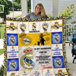 Real Madrid - To My Grandson - Love Grandmom Quilt and Home Decor