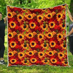 Red Autumn Sunflower Cl17100516Mdq Quilt Blanket and Home Decor
