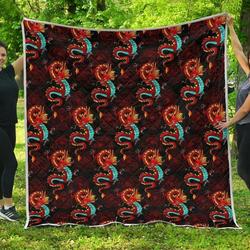 Red Dragon Lotus Cl17100518Mdq Quilt Blanket and Home Decor