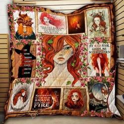 Red Hair Cl18100610Mdq Quilt Blanket and Home Decor