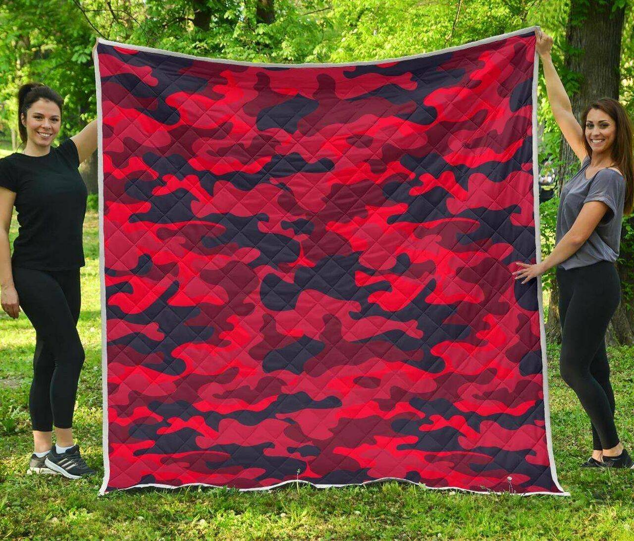 Red Pink And Black Camouflage Cl17100524Mdq Quilt Blanket and Home Decor