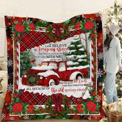 Red Truck All Because Of The Old Rugged Cross Quilt Blanket and Home Decor