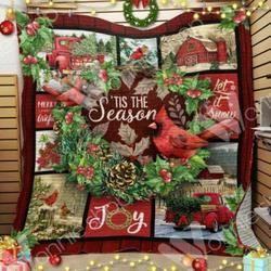 Red Truck Cardinal Christmas Hur Quilt Cysihr and Home Decor