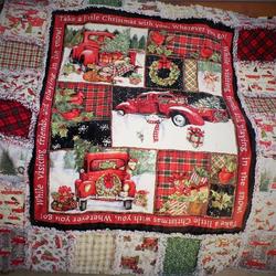 Red Truck Christmas Panel Cla2110385Q Quilt Blanket and Home Decor