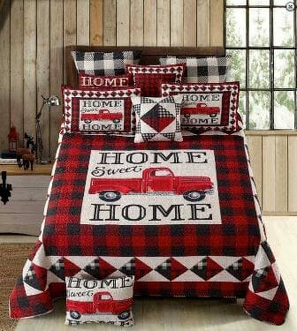Red Truck Home Sweet Home Quilt Set and Home Decor