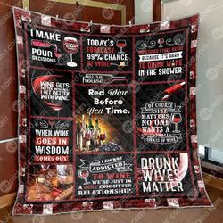 Red Wine Before Bed Time Quilt Blanket Yhl3  Quilt and Home Decor