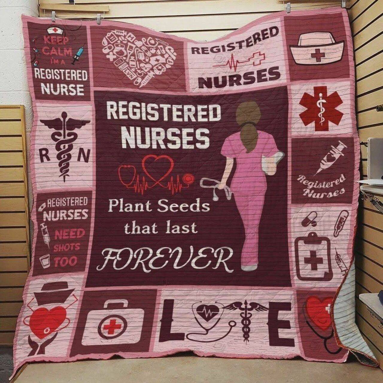 Registered Nurse Plant Seeds That Last Forever Quilt Blanket Great Customized Blanket Gifts For Birthday Christmas Thanksgiving and Home Decor