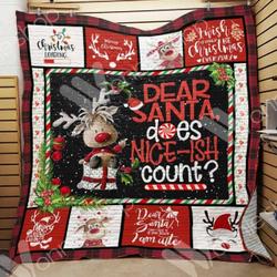 Reindeer Baby Christmas Hur Quilt kq and Home Decor