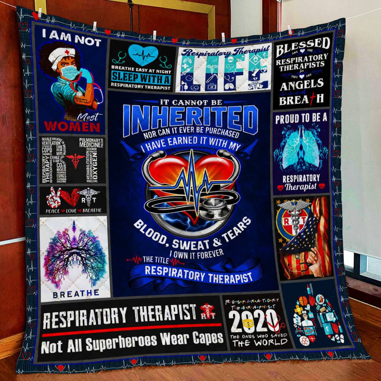 Respiratory Therapist Quilt Blanket and Home Decor