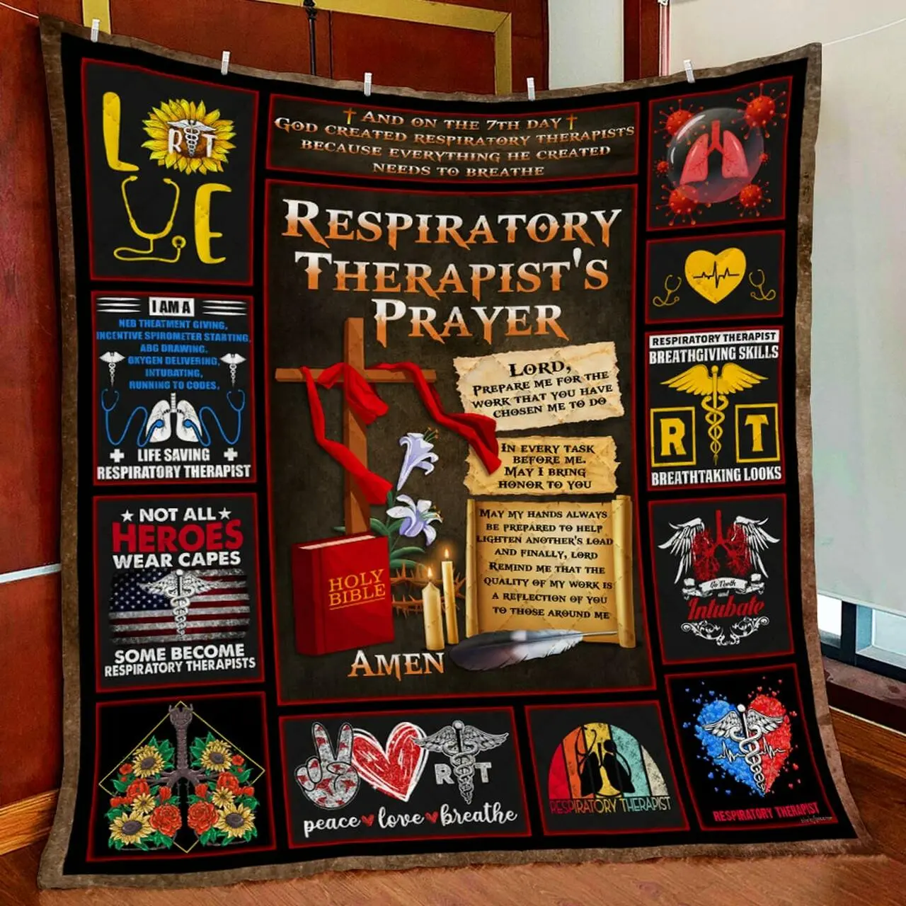 Respiratory TherapistS Prayer Quilt Blanket and Home Decor