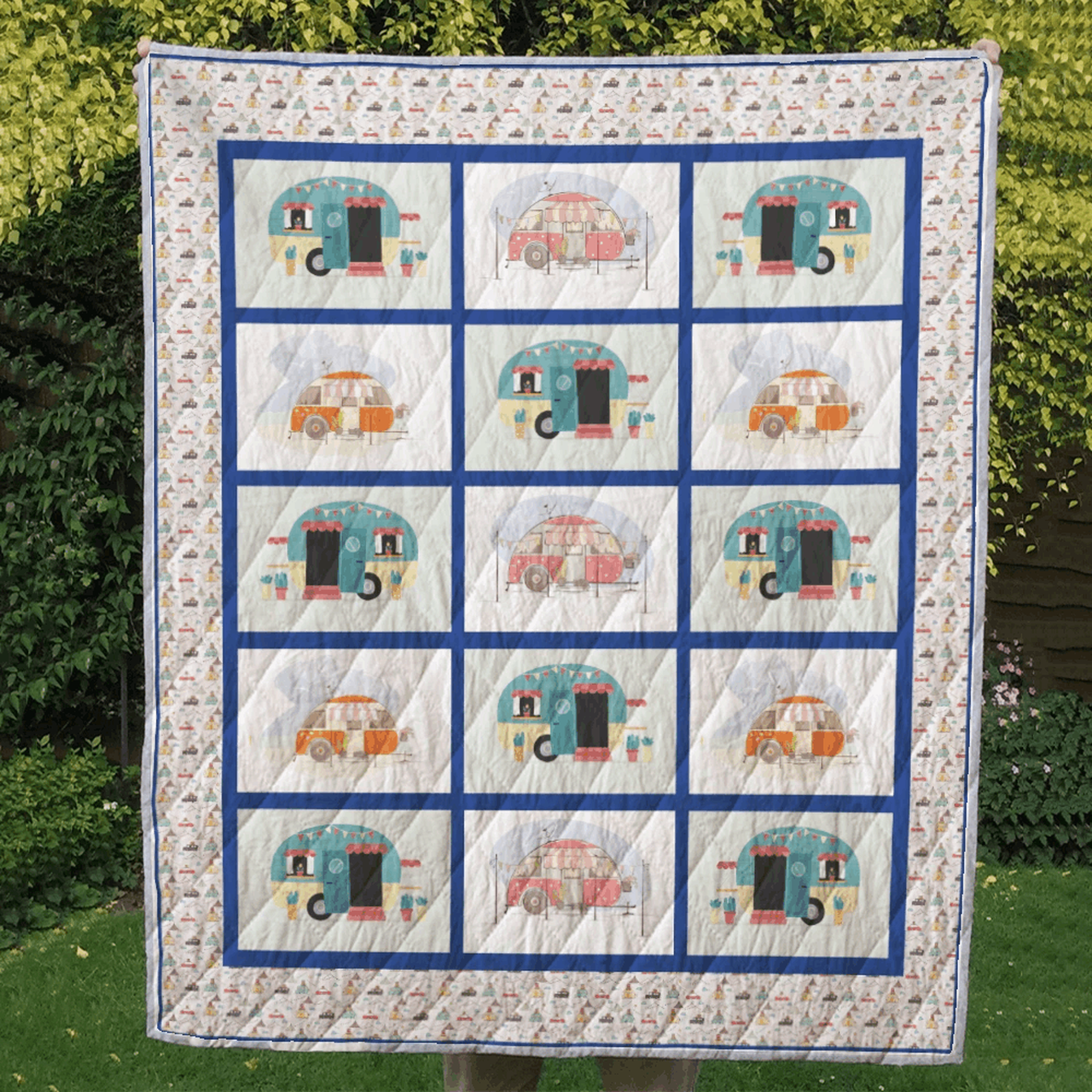 Retro Campers Quilt Tdhie and Home Decor