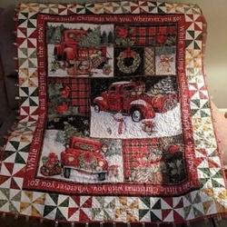 Retro Car Christmas Cla0710623Q Quilt Blanket and Home Decor