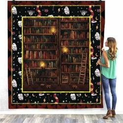 Retro Magic Bookshelf Summer Quilt Blanket Mat 3D Printed Bed Sofa For Kids Adult Boy Girls Washable Gift and Home Decor