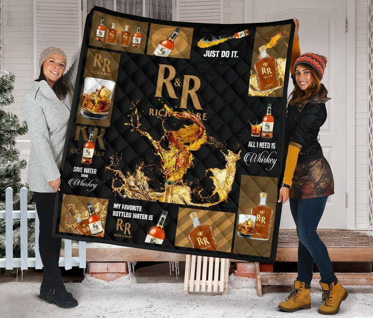 Rick And Rare All I Need Is Whiskey Funny Gift Quilt and Home Decor