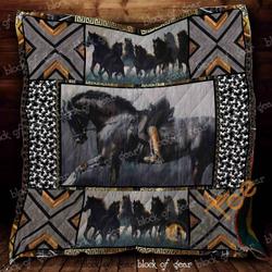 Riding Black Horse Blanket KC1507 Quilt and Home Decor