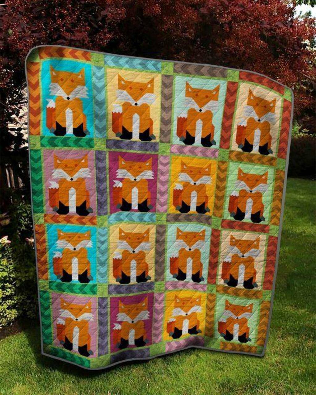 Robot Fox Quilt Blanket Quilt and Home Decor