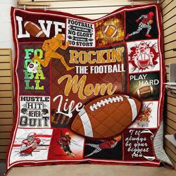 Rockin The Football Mom Life Quilt Blanket Great Customized Gifts For Birthday Christmas Thanksgiving MotherS Day and Home Decor