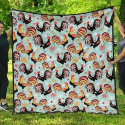 Rooster Blue Cl12100582Mdq Quilt Blanket and Home Decor
