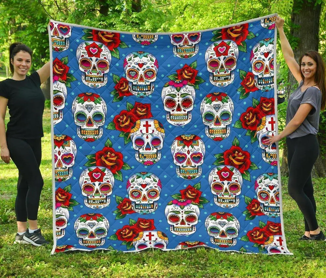 Rose Sugar Skull Cl17100545Mdq Quilt Blanket and Home Decor