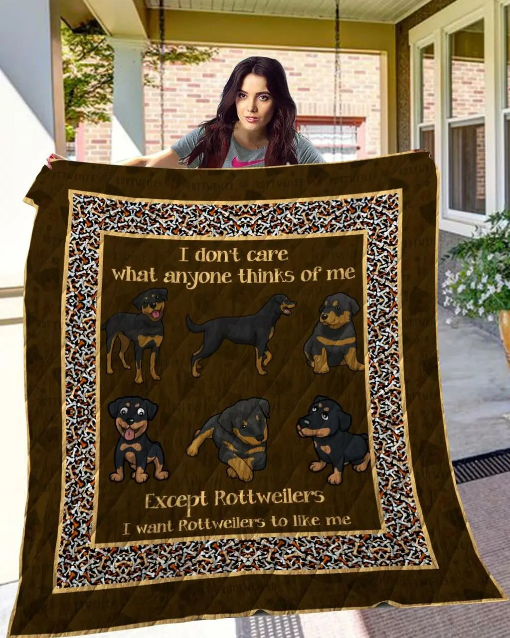 Rottweiler 09 Ndq0456 Quilt Quilt and Home Decor