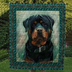 Rottweiler Portrait Quilt Tdhsg and Home Decor