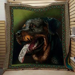 Rottweiler Quilt Blanket Ver 6  Quilt and Home Decor