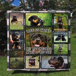 Rottweilers Quilt Tdhav and Home Decor